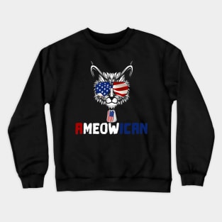 Ameowica Proud Patriot Cat Lover Us Flag American Premium Crewneck Sweatshirt